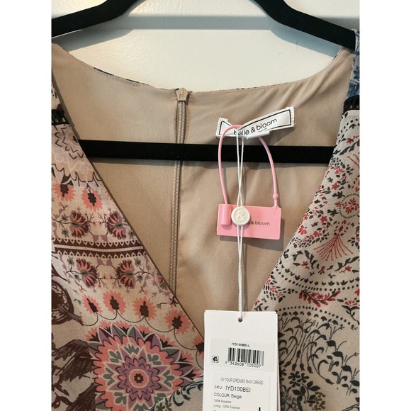 NEW Belle & Bloom In Your Dreams Beige Maxi Dress - Size L - Picture 4 of 8